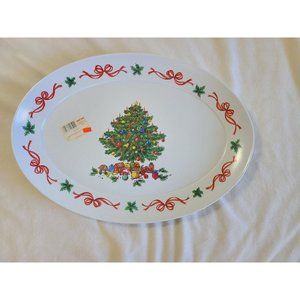 NEW Brookpark Vintage Christmas Tree Melamine Serving Platter 21x15" Holiday